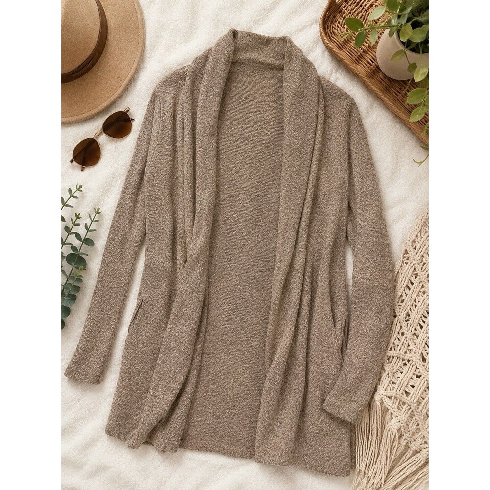 Barefoot Dreams CozyChic Lite‎ Circle Cardigan Womens XS/S Taupe Pockets
